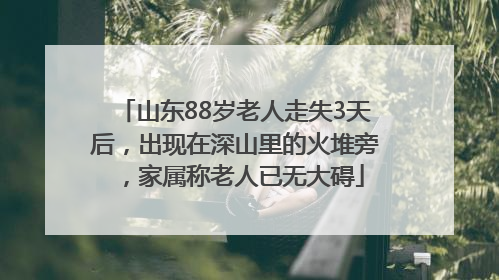 山东88岁老人走失3天后，出现在深山里的火堆旁，家属称老人已无大碍